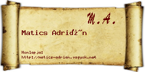 Matics Adrián névjegykártya
