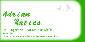 adrian matics business card